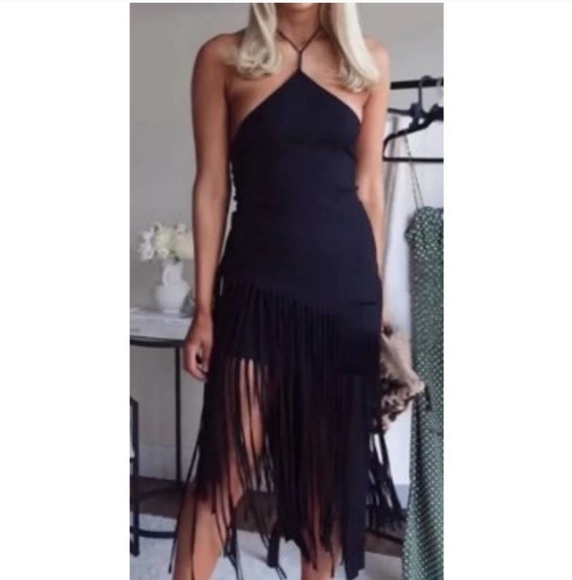 NWT ZARA * FRINGE RIBBED TOP BLACK - Picture 4 of 12